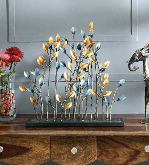 Blue & Yellow Leaves Table Decor