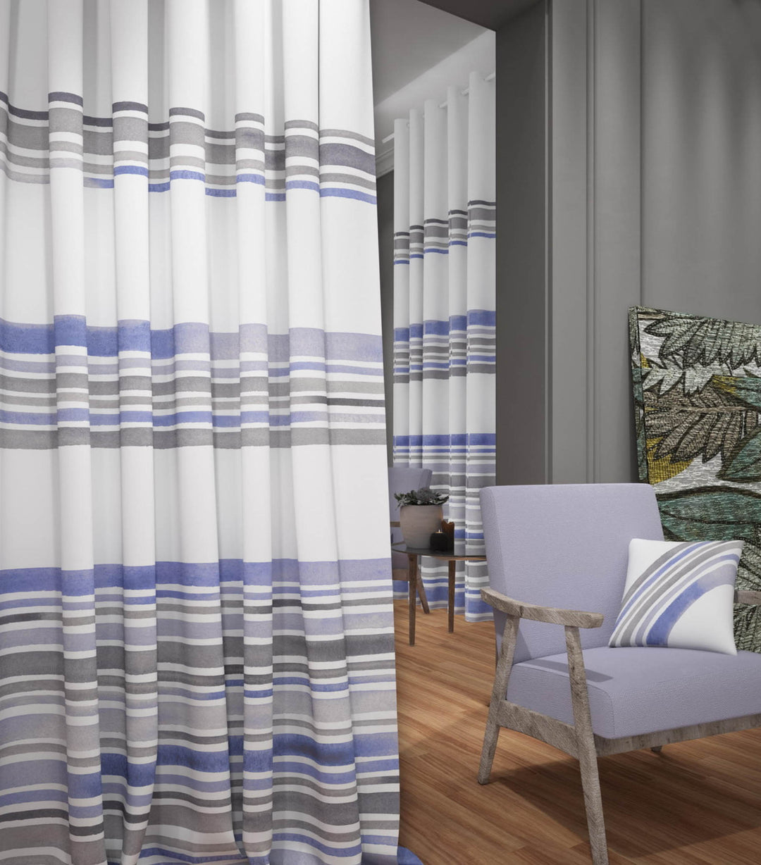 Purple striped curtains