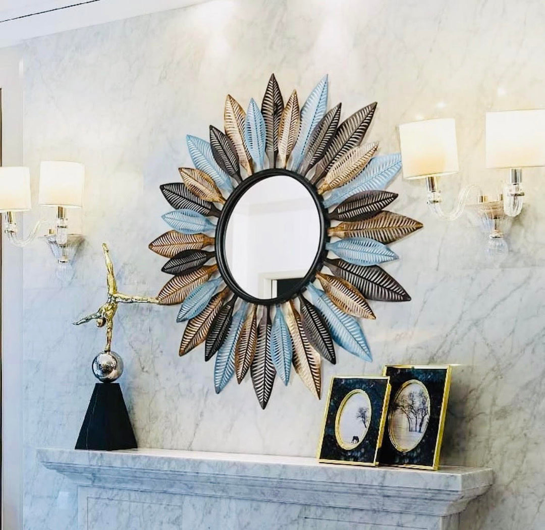 Antique Leaves Metal Wall Mirror