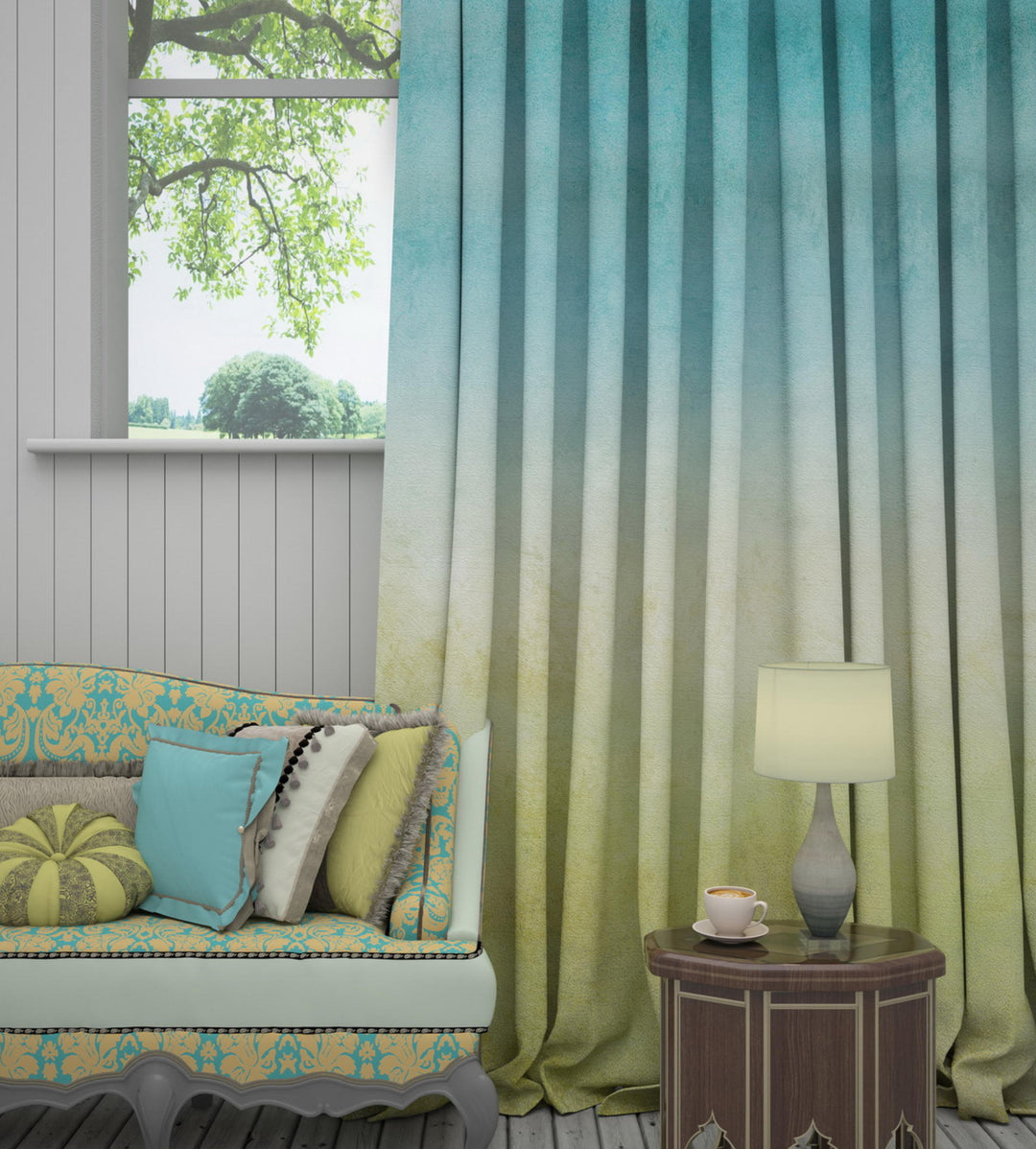 Ombre Blue Green Curtains
