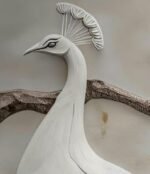 Ivory 3D Peacock Serenity Mural - Image 3